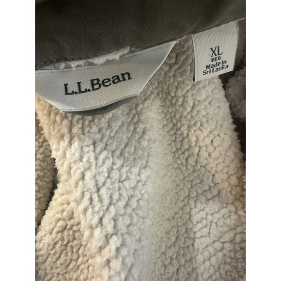 LL Bean Classic Utility Jacket Sherpa Lined Army Green Zip Snap Women's Size XL - Picture 10 of 13